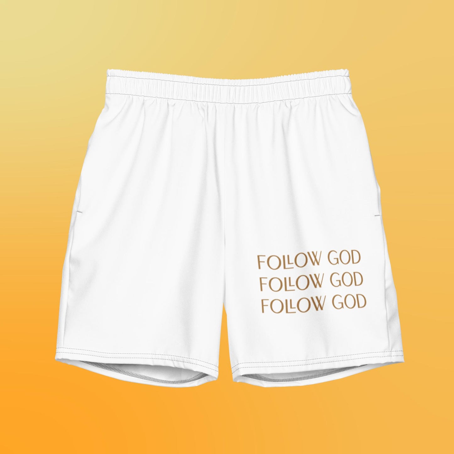 Men's "Follow God" swim trunks